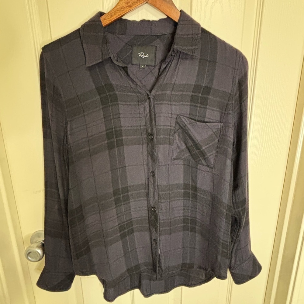 Rails Hunter Blue Black Plaid Button Down Shirt | EUC caboncore Normcore | Small - Picture 2 of 8